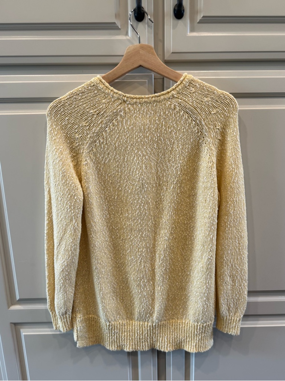 J. McLaughlin Medium Butter Yellow 90s Coastal Fisherman Minimalist Sweater Prep - Picture 2 of 8